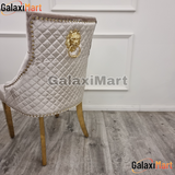 Majestic Loin Knocker Beige Velvet - Dining Chairs With Gold Legs