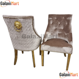 Majestic Loin Knocker Beige Velvet - Dining Chairs With Gold Legs