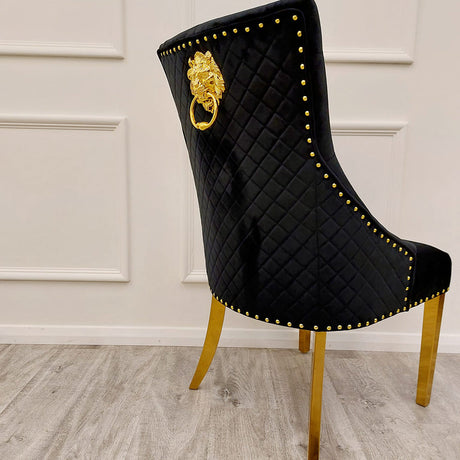 Majestic Loin Knocker Black Velvet - Dining Chairs With Gold Legs