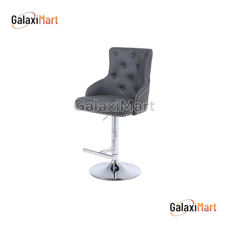 Majestic Leather Lion Knocker Bar Stool- Grey