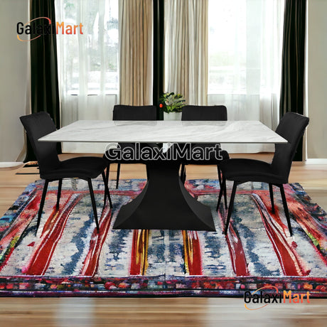 Caroline Grey Ceramic 160cm Dining Table and Velvet Dining Chairs