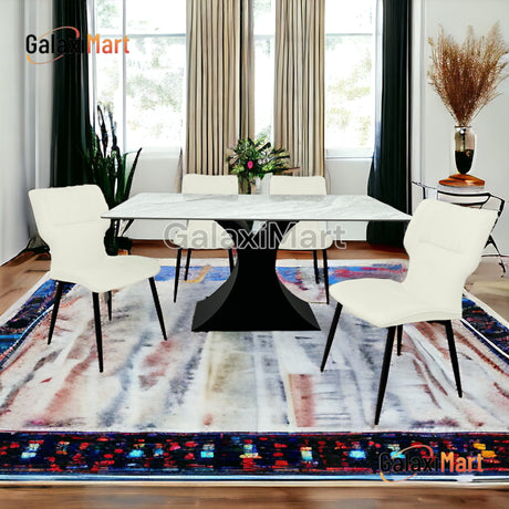 Caroline Grey Ceramic 160cm Dining Table and Velvet Dining Chairs