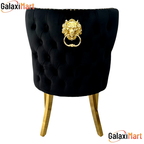 Valentino Black and Gold Detailing Loin Knocker Black/Cream Dining Chairs- Black