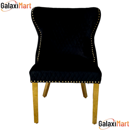 Valentino Black and Gold Detailing Loin Knocker Black/Cream Dining Chairs- Black