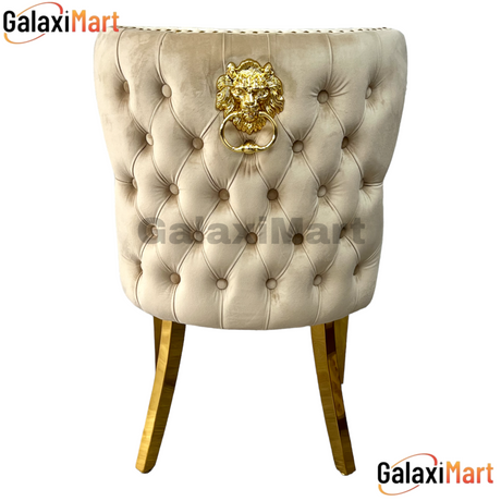 Valentino Black and Gold Detailing Loin Knocker Black/Cream Dining Chairs- Black