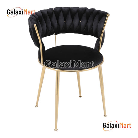 Camellia Black/Cream Luxury Velvet Dining Chairs Gold Legs