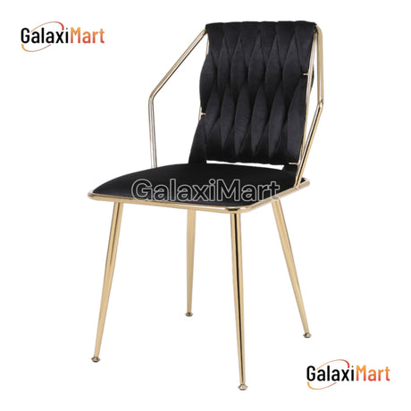 Daisy Black/Cream Luxury Velvet Dining Chairs Gold Legs