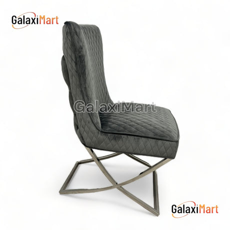 Rome Grey Velvet Dining Chair Chrome Legs - Dining Chairs