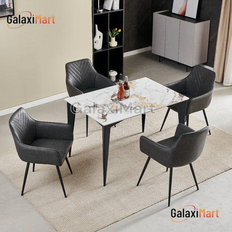 Miami 120cm Black & Gold Dining Table and Dining Chairs