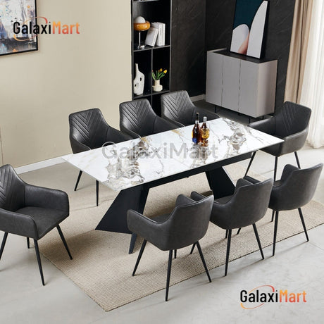 Chicago Extending 160cm-200cm Black & Gold Dining Table and Dining Chairs