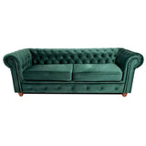 Chesterfield Sofa Set Green/Black/Grey Velvet Fabric