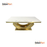 2m Gold & Cream Marble Dining Table With Set of Cream/Black Gold Loin Knocker Dining Chairs