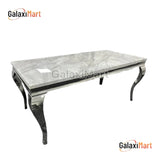 Louis 150cm/180cm/200cm Grey Marble Dining Table With set of Lion Knocker Velvet Dining Chairs, Mink