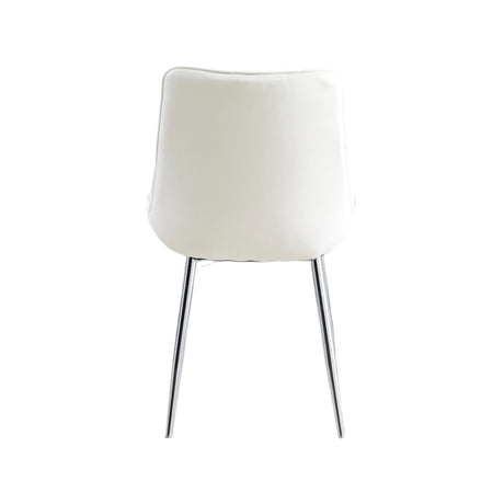 2 Mortiz White Leather Dining Chairs- Chrome Legs