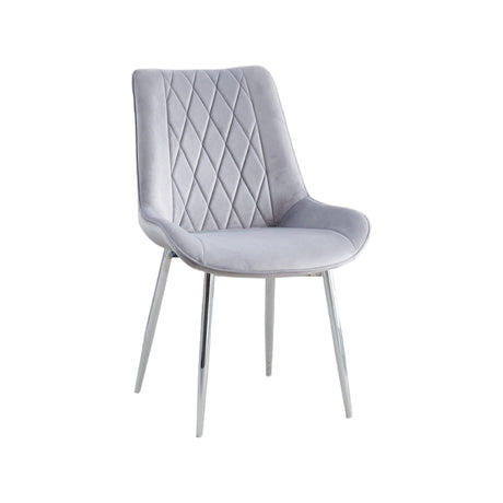 2 Mortiz Grey Velvet Dining Chairs- Chrome Legs