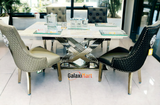 Elina 160cm Grey Marble Dining Table With Lion Knocker Chairs 6 seater