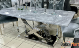 Elina 160cm Grey Marble Dining Table With Lion Knocker Chairs 6 seater