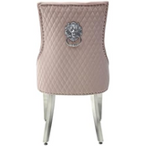 Majestic Dining Chair Luxury Plush Velvet Lion Head Knocker Leisure- Pink