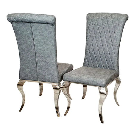 2 Nicole Dining Chairs- Leather- Chrome legs