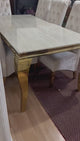 Louis Marble Dining Table Cream and Gold and Set of Sofia Black or Mink Gold Chairs