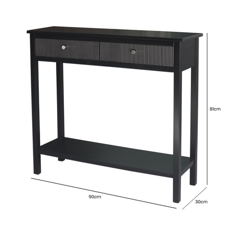 Lindon Black Wood 2 Drawer Console Table