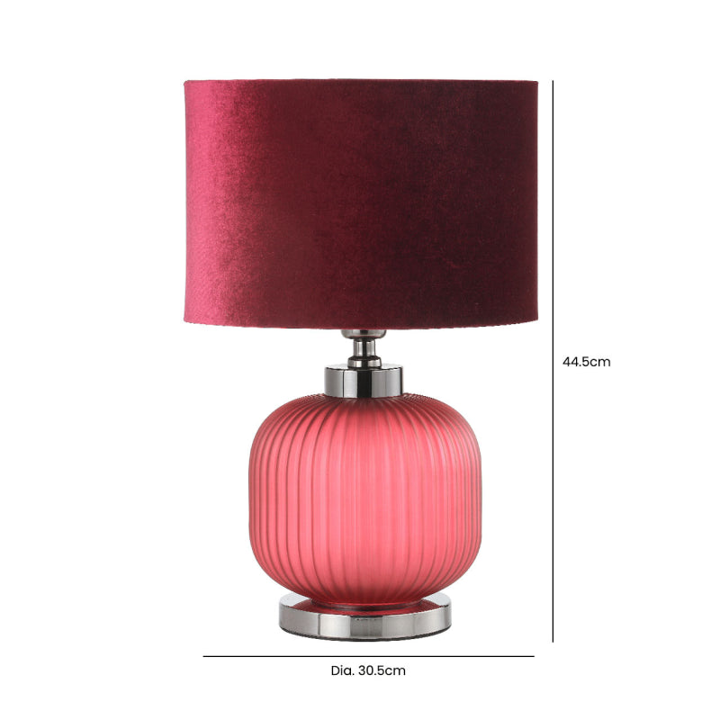 44.5cm Frost Purple Pleated Glass Table Lamp