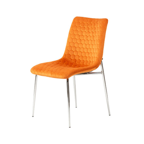 2 Zula Orange Dining Chair With Chrome Legs