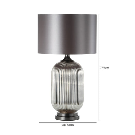 77.5cm Chrome Pleated Glass with Silver Satin Shade Table Lamp