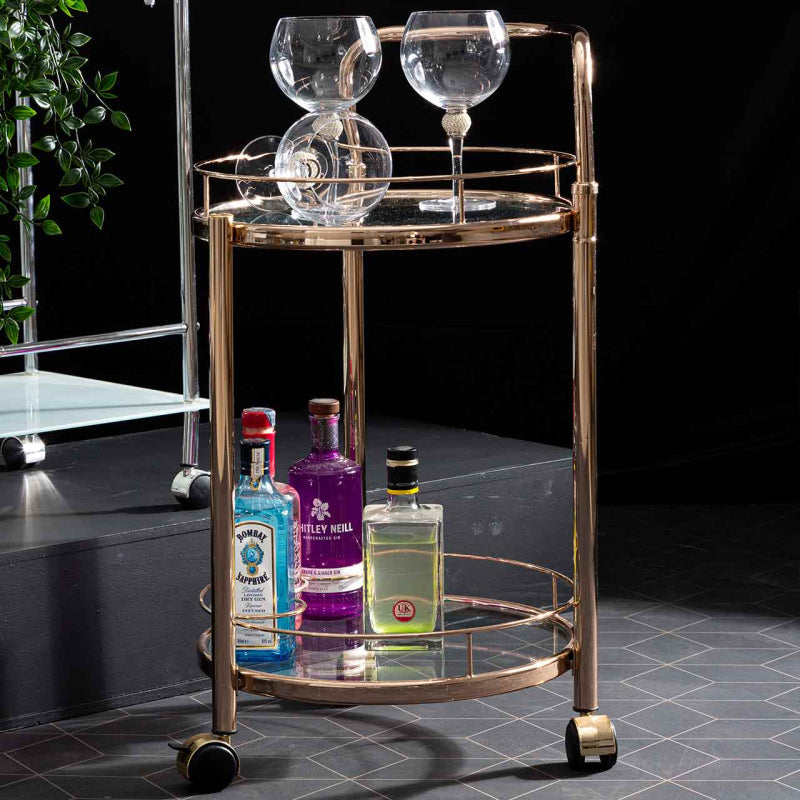 Harry Gold Metal & Clear Glass Drinks Trolley MF248-00-GDCL