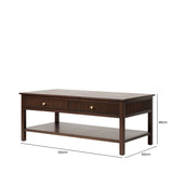 Lindon Walnut Brown 2 Drawer Coffee Table with Gold Handles