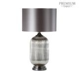 77.5cm Chrome Pleated Glass with Silver Satin Shade Table Lamp