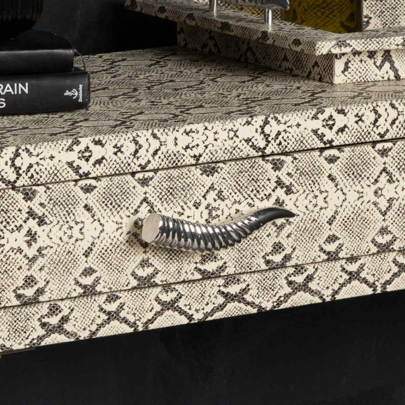 Faux Snake Leather 2 Drawer Console Table LF064-00-BLWH