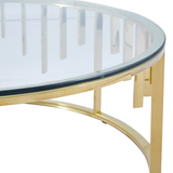 Owen Round Gold Metal with Clear Glass Top Coffee Table