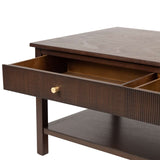 Lindon Walnut Brown 2 Drawer Coffee Table with Gold Handles