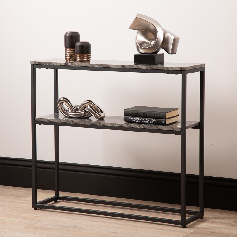 Alora Black Metal 2 Tier Console Table