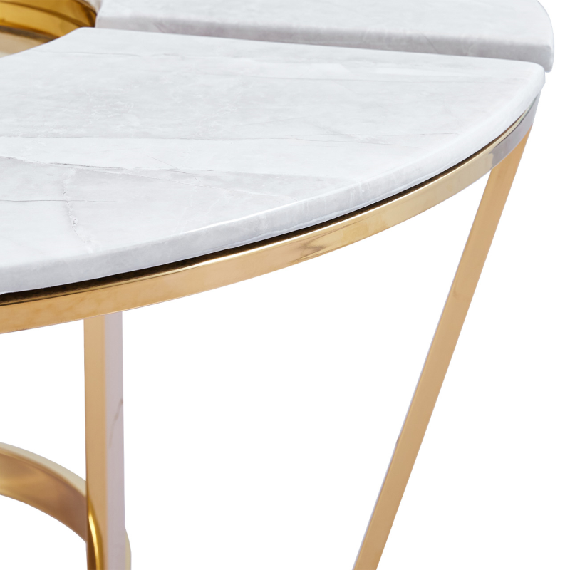 100cm Round Gold Metal with White Faux Marble Top