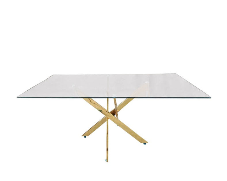 Nova 160cm Gold And Glass Rect Dining Table