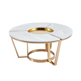 100cm Round Gold Metal with White Faux Marble Top