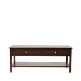 Lindon Walnut Brown 2 Drawer Coffee Table with Gold Handles