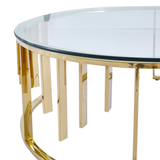 Owen Round Gold Metal with Clear Glass Top Coffee Table