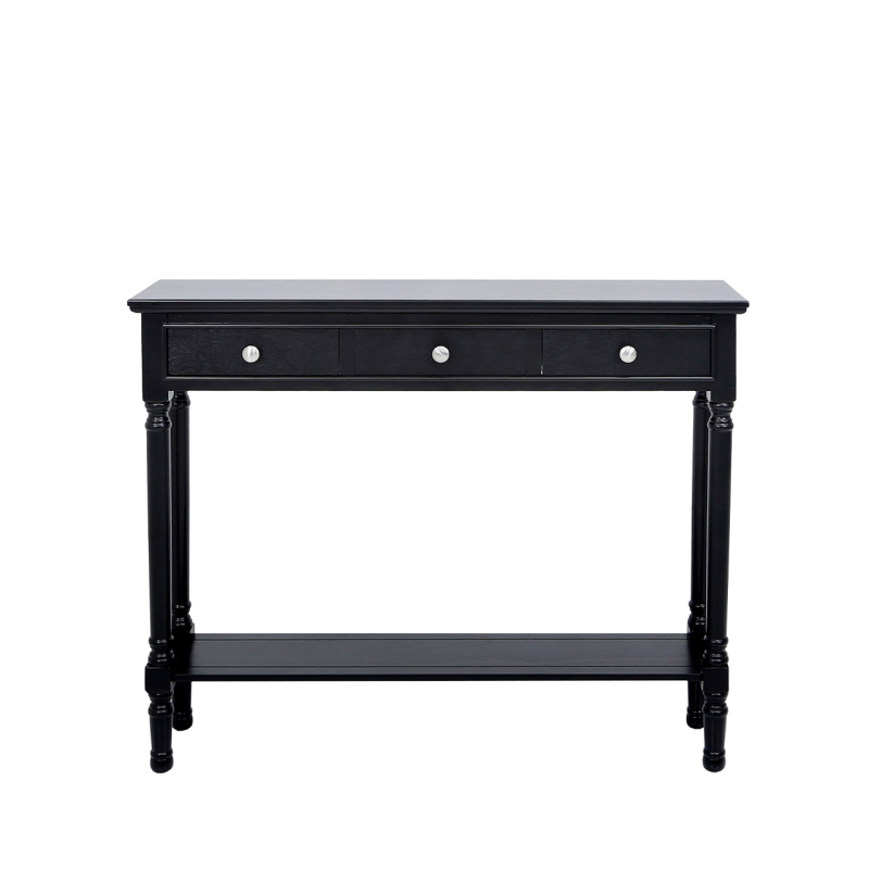 Delta Black 3 Drawer Console Table