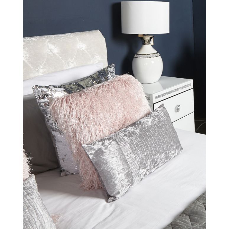 Glittered Pink Shaggy Cushion