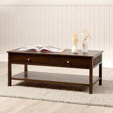 Lindon Walnut Brown 2 Drawer Coffee Table with Gold Handles