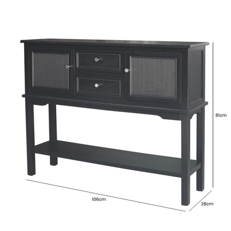 Lindon Black 2 Door and 2 Drawer Sideboard with Nickel Handles