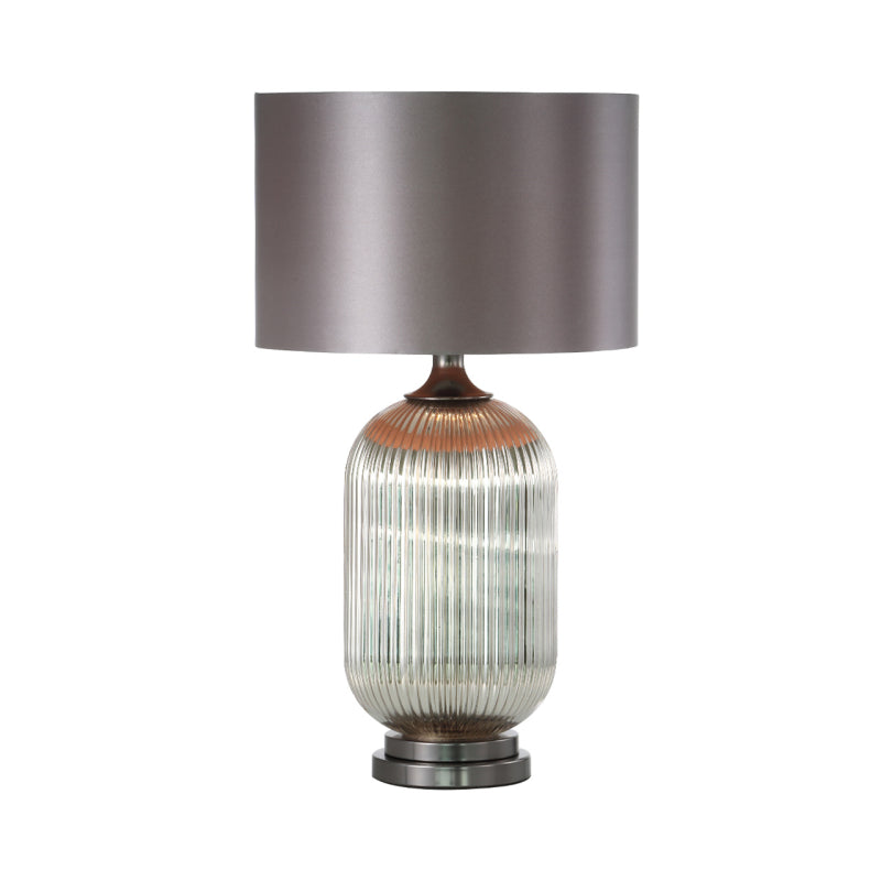 77.5cm Chrome Pleated Glass with Silver Satin Shade Table Lamp