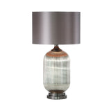 77.5cm Chrome Pleated Glass with Silver Satin Shade Table Lamp