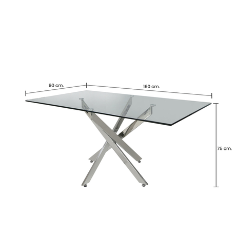 Nova 160cm Rectangular Chrome And Glass Dining Table