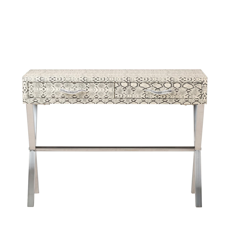 Faux Snake Leather 2 Drawer Console Table LF064-00-BLWH