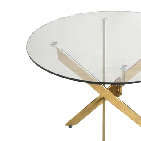 Nova 100cm Gold And Glass Round Dining Table