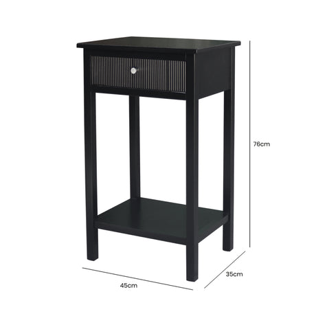 Lindon Black Wood One Drawer End Table